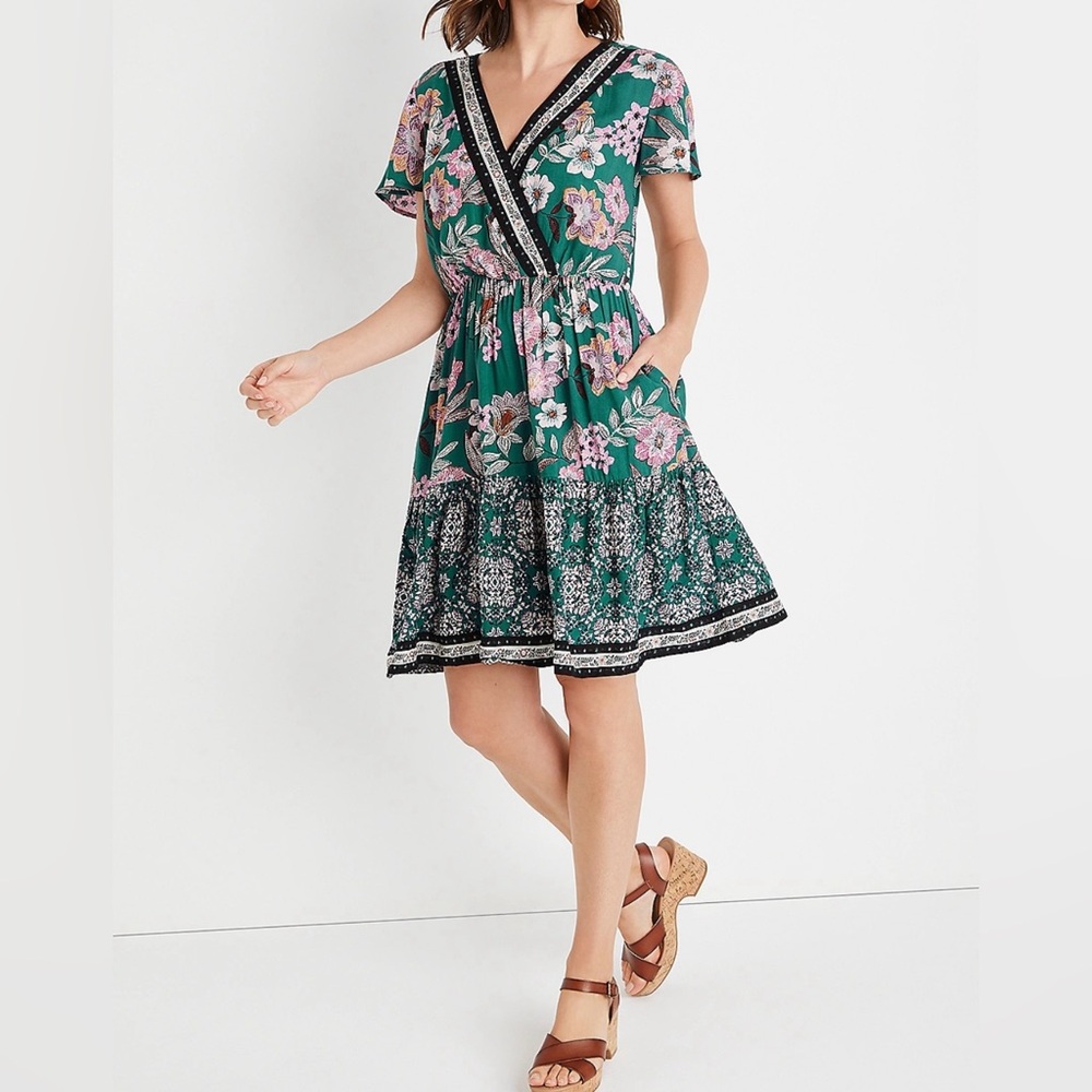 Maurices Teal Floral V Neck Mini Dress Size XS